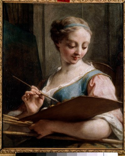 Alegoría de la pintura Una joven sosteniendo una paleta de Jean II Restout