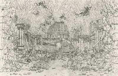 Destrucción del edificio, boceto por Jean Berain, para Armide, por Jean-Baptiste Lully, Francia de Jean I  Berain