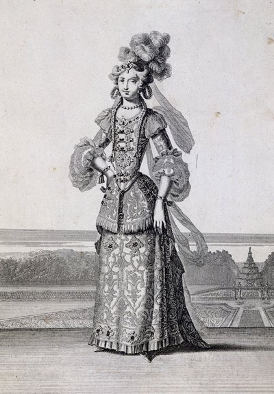 Trajes de ballet femenino, grabado por Jean Berain el Viejo (1637-1711), Francia de Jean I  Berain