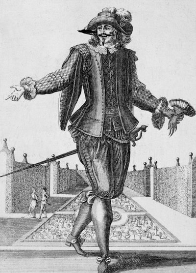 Actor serio, disfraz de escena, grabado por Jean Berain el Viejo (1637-1711), Francia de Jean I  Berain