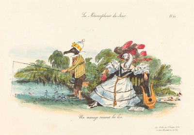 Metamorfosis del día: Un matrimonio convencional de Jean Ignace Isidore Grandville
