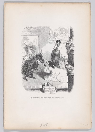 Ante esta historia espantosa, Zemire se arroja a los pies de Azor, de Escenas de..., ca. 1837-47 de Jean Ignace Isidore Gérard
