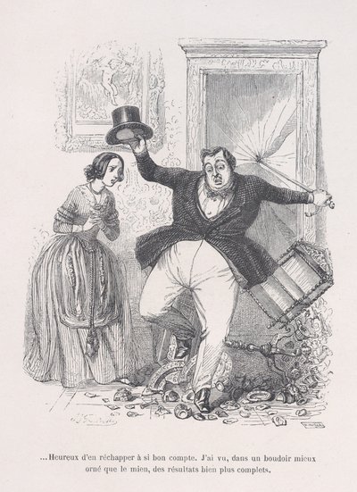 ...Feliz de salir tan barato. de las Pequeñas Miserias de la Vida Humana, 1843 de Jean Ignace Isidore Gérard