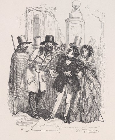 Uno podría culparte por tres años si dejaste caer su sombrero. de la Pequeña M..., 1843 de Jean Ignace Isidore Gérard