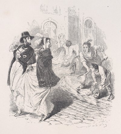 Solo en todas partes hay grifos de agua, regaderas de cualquier forma, palas y macetas de cualquier tamaño, 1843 de Jean Ignace Isidore Gérard