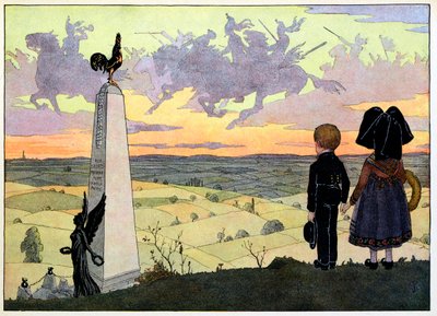 Mi pueblo, los que no olvidan:El campo de batalla (Monumento a Geisberg con los dos niños Spinner posando para Hansi); de Jean Jacques (1873 1951) Waltz