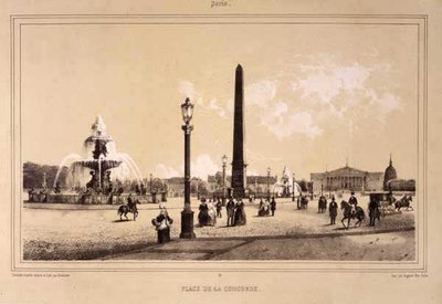 Place de la Concorde, París, grabado por Auguste Bry de Jean Jacques Bachelier