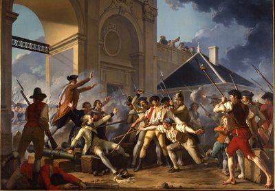 El heroico valor del joven Désilles, 31 de agosto de 1790, en el Asunto de Nancy, 1794 de Jean Jacques Francois Le Barbier