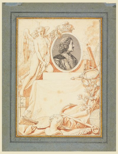 Dibujo, Frontispicio para una Historia de Pedro el Grande, ca. 1780 de Jean Jacques Francois Le Barbier