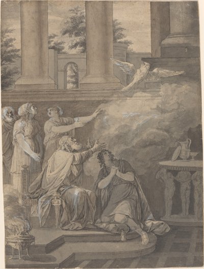Palas Atenea en Forma de Pájaro Dejando a Néstor y Telémaco de Jean Jacques François Le Barbier I