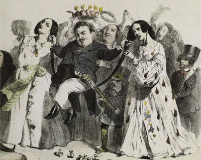 Honoré de Balzac, el más prolífico de nuestros autores, apoyado y coronado por mujeres, 1839 de Jean Jacques Grandville