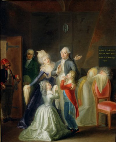 Despedida de Luis XVI por su familia en el Templo, 20 de enero de 1793 de Jean Jacques Hauer