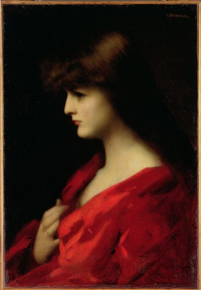 Estudio de una mujer en rojo, principios de 1890 de Jean Jacques Henner
