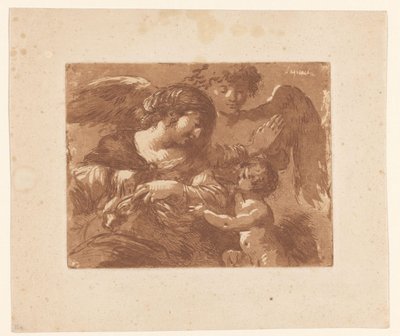 Madre con su hijo y un ángel de la guarda de Jean Jacques II Lagrenee