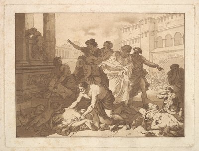 La peste entre los filisteos, en un álbum que contiene R..., 1782-1821 de Jean Jacques Lagrenee