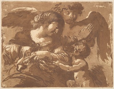 El ángel guardián, en un álbum que contiene Recueil de Compositions, 1782-1821 de Jean Jacques Lagrenee