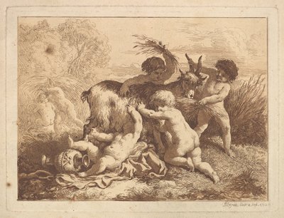 Los jóvenes cosechadores y la cabra, en un álbum cont..., 1782 de Jean Jacques Lagrenee