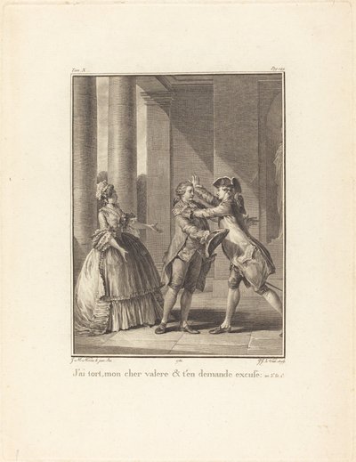Tengo la culpa, mi querido Valère, y te pido disculpas de Jean Jacques Le Veau after Jean Michel Moreau
