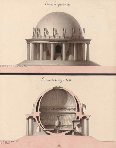 Elevación de un templo a la Legalidad, para el jardín del filósofo de Jean Jacques Lequeu