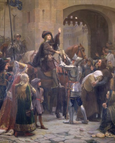 Juana de Arco (1412-31) saliendo de Vaucouleurs, 23 de febrero de 1429 de Jean Jacques Scherrer