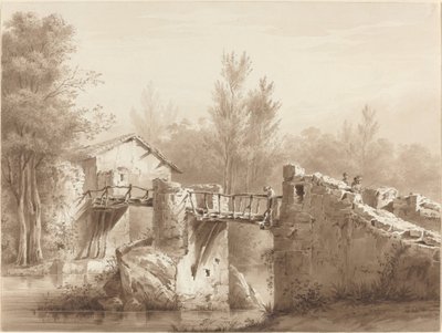 Un Camino Rural sobre un Puente Antiguo de Jean Jacques de Boissieu
