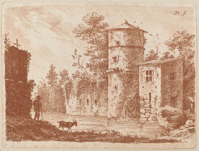 Torre antigua en un molino de agua de Jean Jacques de Boissieu