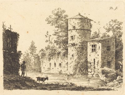 Torre antigua con un molino de agua de Jean Jacques de Boissieu