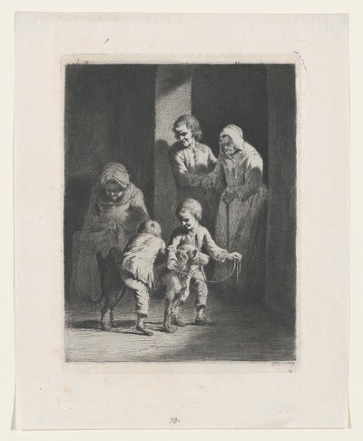 Niños jugando con un perro, 1789 de Jean Jacques de Boissieu