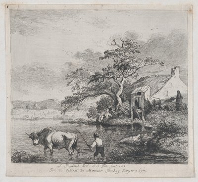 Pastor y toro, después de Ruisdael, 1772 de Jean Jacques de Boissieu