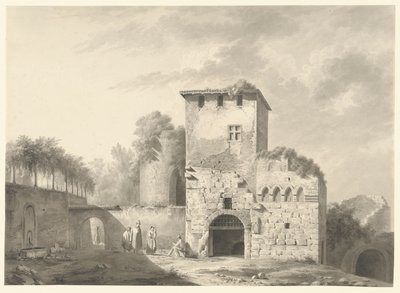 paisaje con gente en medio de ruinas de Jean Jacques de Boissieu