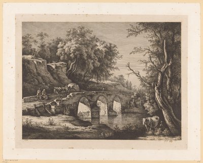 Paisaje con figuras en un puente de piedra de Jean Jacques de Boissieu