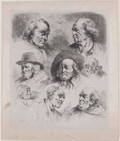 Estudio de ocho cabezas, 1795 de Jean Jacques de Boissieu