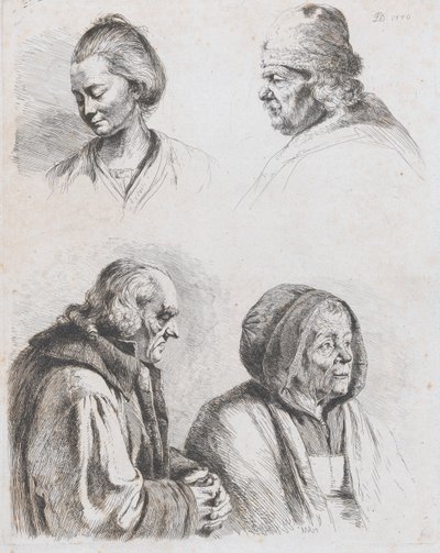 Estudio de cuatro cabezas, 1770 de Jean Jacques de Boissieu
