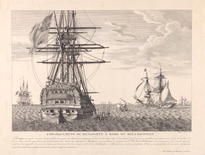 Napoleón rindiéndose al capitán Frederick Lewis Maitland el 15 de julio de 1815, c.1815 (aguafuerte) de Jean Jerome Baugean