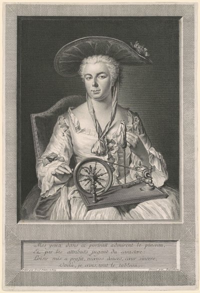 Madame Arlon hilando seda de Jean Joseph Balechou, after Jacques Andre Joseph Camelot Aved