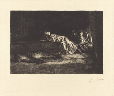 Interior oriental con tigre durmiendo de Jean Joseph Benjamin Constant