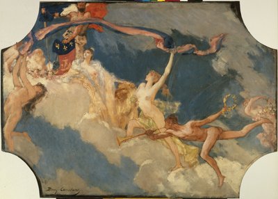 Boceto de la sala de banquetes del Hôtel de Ville de París: La ciudad de París invita al mundo a sus fiestas de Jean Joseph Benjamin Constant