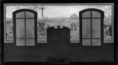 Boceto para el ayuntamiento de Fresnes: Sur le plateau - Les batteurs de blé, en 1905 (óleo sobre lienzo) de Jean Joseph Enders