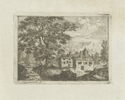 Casa fortificada por una cascada de Jean Joseph Hanson