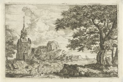 Pescadores en una iglesia en una costa de Jean Joseph Hanson