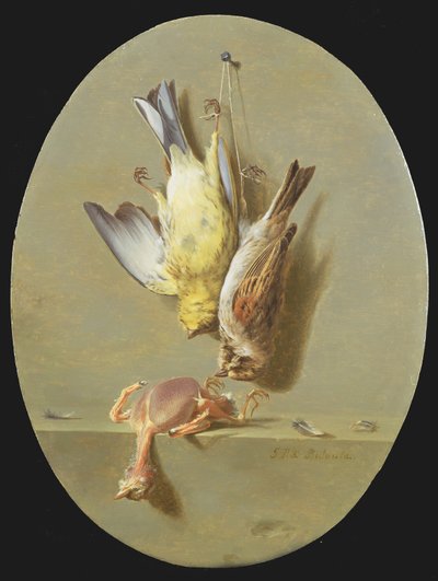 Un trampantojo de pájaros cantores muertos de Jean Joseph Xavier Bidauld