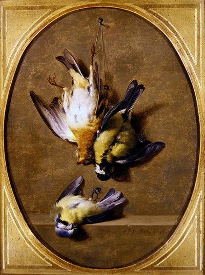 Un trampantojo de pájaros cantores muertos de Jean Joseph Xavier Bidauld