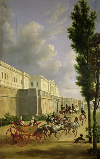 Napoleón I (1769-1821) y Marie-Louise (1791-1847) saliendo para la caza en Compiègne, 1811 de Jean Joseph Xavier Bidauld