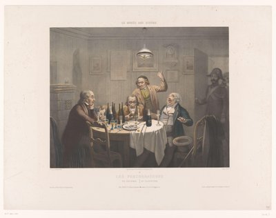 La policía interrumpe a un grupo de hombres bebiendo Les perturbateurs / The Disturbers / Die Polizeistunde (título sobre el objeto) Museo de las Risas (título de la serie) Le musée des rieurs (título de la serie sobre el objeto) de Jean Julien Jacott