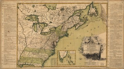 Mapa de los Estados Unidos de América tras el Tratado de Paz de 1783. de Jean Lattré