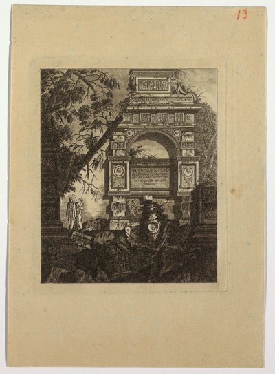 Frontispicio, vasi invención, de "Colección de diversos temas de jarrones, tumbas, ruinas y fuentes, útil para artistas..." de Jean Laurent Legeay