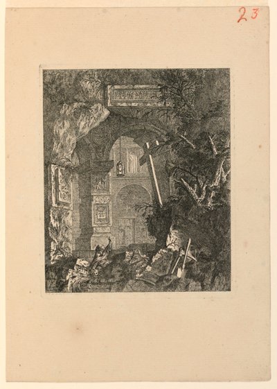 San Francisco (?) en un paisaje de ruinas de Jean Laurent Legeay
