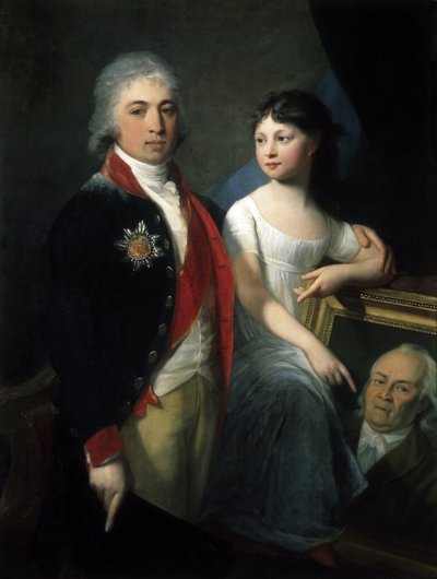 Retrato del escritor y estadista Ivan M. Muravyev-Apostol con su hija - Pintura de Jean Laurent Monnier (1743 o 1746-1808), óleo sobre lienzo de Jean Laurent Monnier