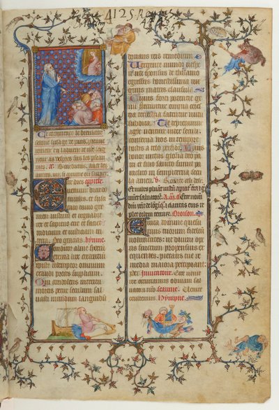 Página del Breviario de Carlos V: Isaías anuncia la venida del Mesías, con la aparición de la Virgen María de Jean Le Noir
