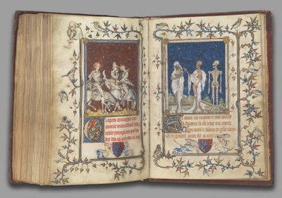 f.321v-322r del Libro de Oración de Bonne de Luxemburgo, Duquesa de Normandía, antes de 1349 de Jean Le and workshop (attr. to) Noir
